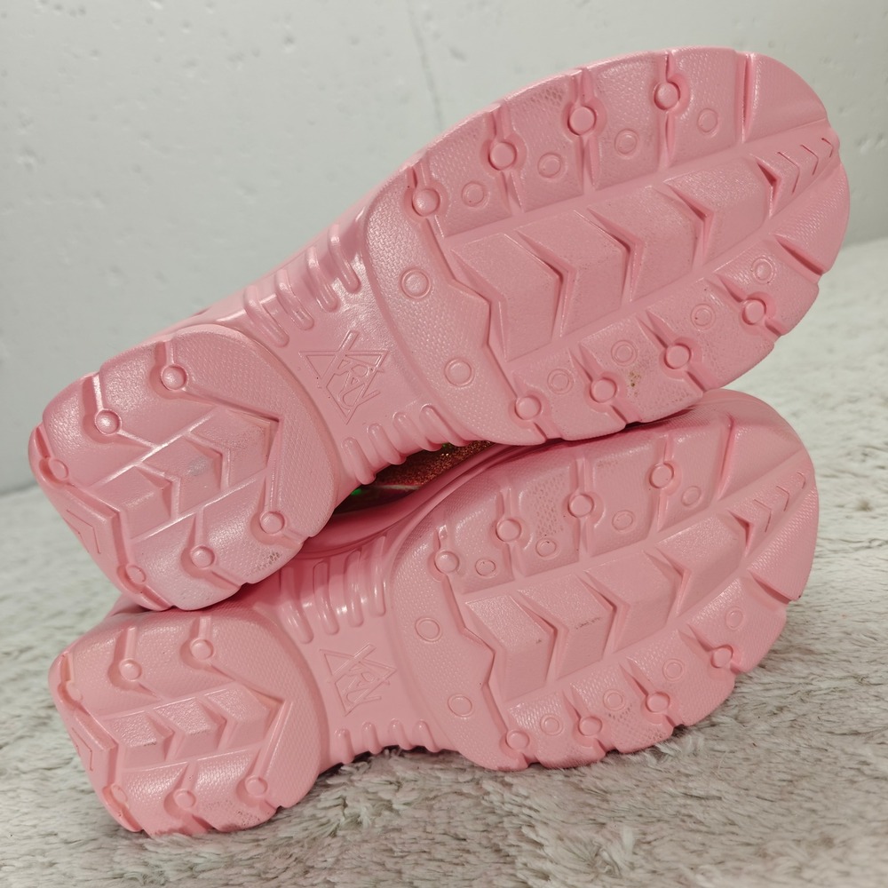 YRU Pink Holographic Glitter Chunky Platform Sneaker Shoe Sz7 Rave Festival Punk - Picture 2 of 10